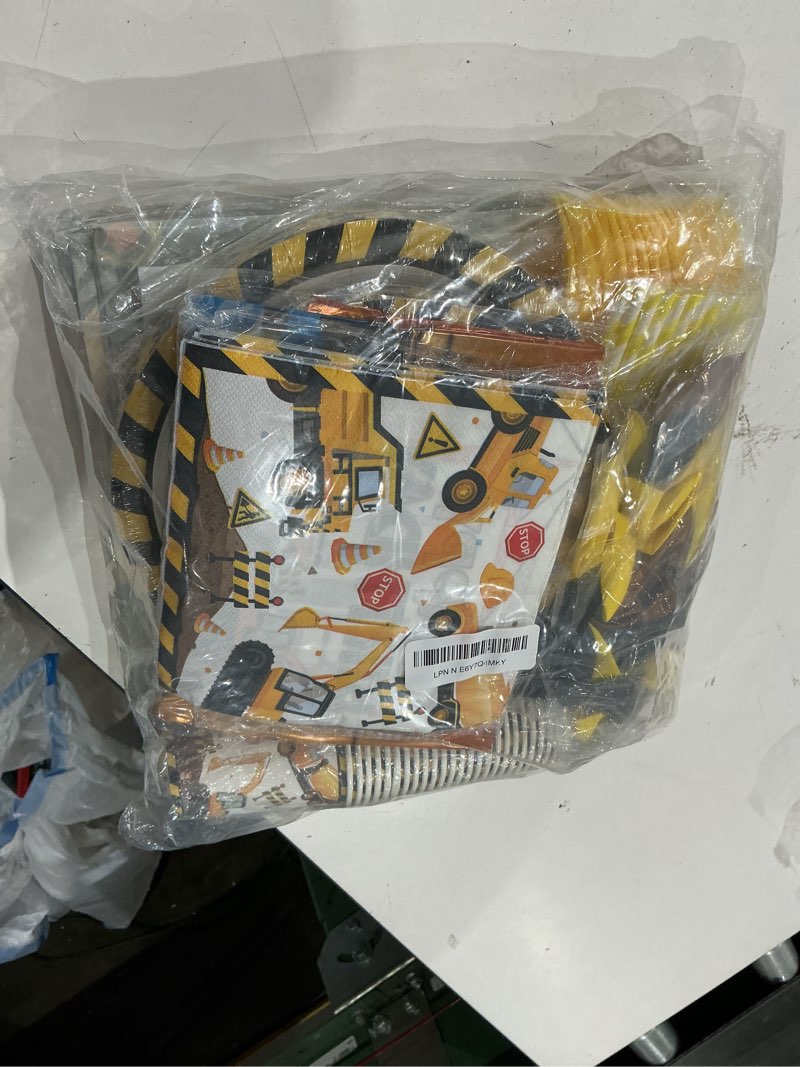 Condition photo showing Good Condition for 287pcs construction birthday party supplies, 25 construction theme tableware, all-in-1 pack includes