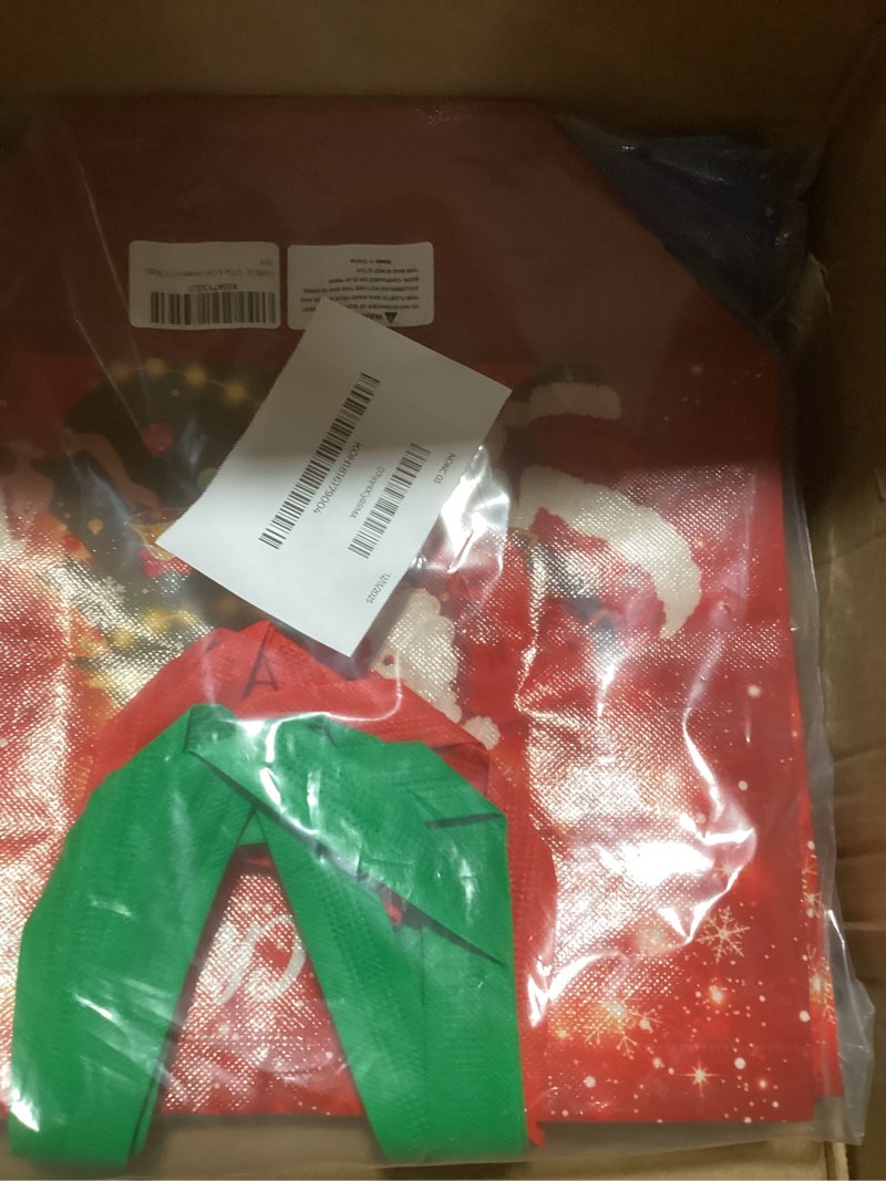 Condition photo showing New/Like New for VOUHLAE 12 Pack Christmas Gift Bags Large Reusable Non-Woven Tote Bags with Handles for Christmas Gift Wrapping, Xmas Party Supplies& Holiday Shopping?12.8"×9.8"×6.7"