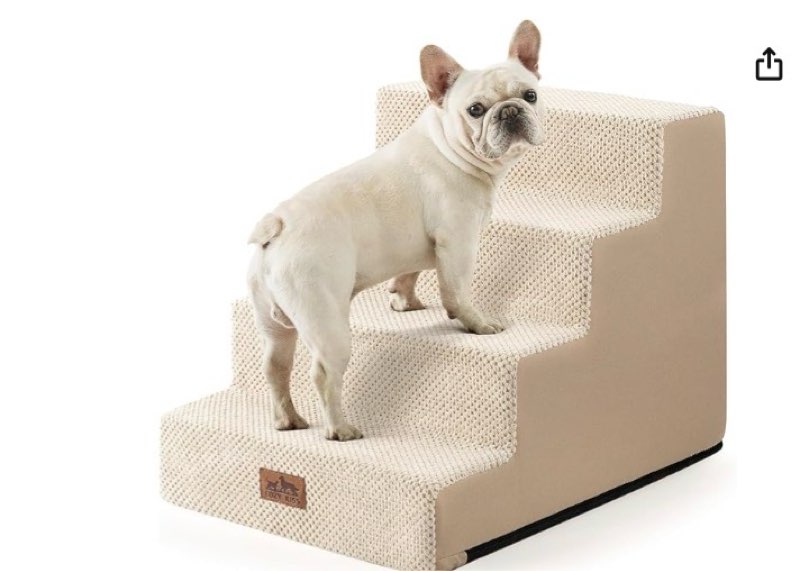 cozy kiss dog stairs for small dogs, 4 tier wider pet stairs for couch and beds, 17.7" h non-slip dog steps for old cats, puppy, small medium dogs, 17.7x23.6x17.7 inch, beige