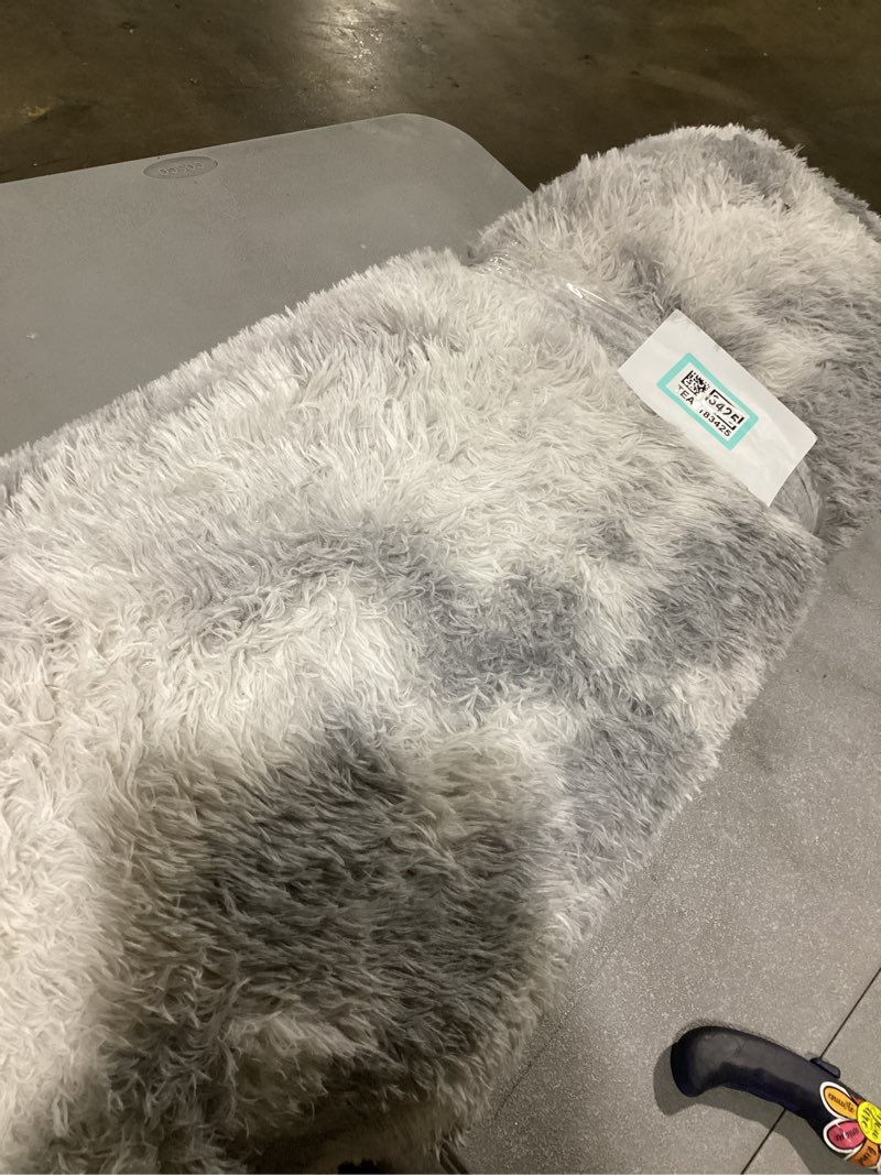 Condition photo showing As Is for large unknown size big area rug… zentavio grey and white area rugs for living room men room carpet 4x6 bedroom fluffy furry shag aesthetic plush high pile floor rug for kids room dorm home decor tie-dyed grey white tie-dyed grey white 4' x 6' (rectangular)z