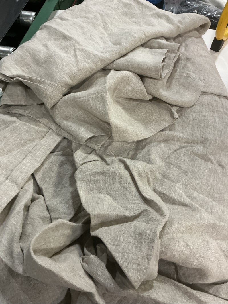 Condition photo showing Good Condition for quince, european linen fitted sheet set of 3 pcs/king/sand