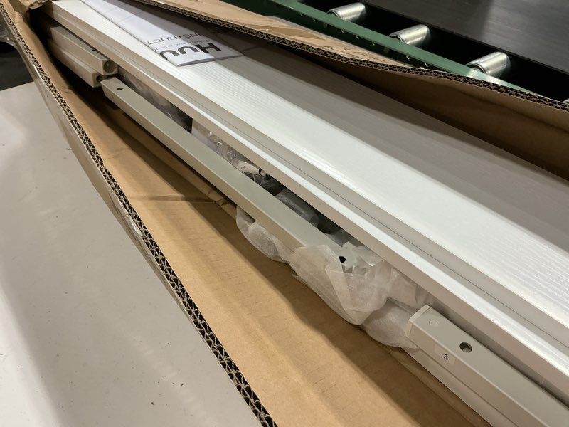 Condition photo showing Good Condition for huuger 110.2 inch sofa table with power outlets, 23.9’’-34.4’’ height adjustable range, behind couch table with usb-c ports, sofa tables narrow long, skinny console table, for small spaces, white