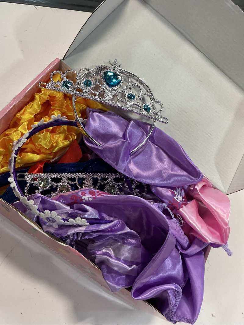 Condition photo showing Good Condition for limiroler princess dress up clothes for little girl role play costume gift set princess dress up toys for toddler girls purple