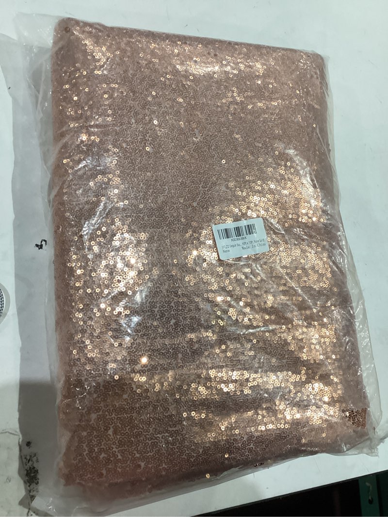 Condition photo showing Good Condition for JYFLZQ Rose Gold Sequin Backdrop Curtains 10ft x 10ft 1 Panel Glitter Photo Booth Backdrops Sparkly Photography Background Drapes for Parties Wedding Bridal Showers… 10 ft x 10 ft Rose Gold