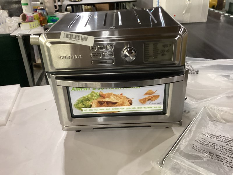 Condition photo showing As Is for Cuisinart Air Fryer Toaster Oven, Digital Display, 1800 Watt Air Fryer Toaster Oven Combo with Adjustable Temperature and Controls, Stainless Steel Small Kitchen Appliance, TOA-65,Silver 0.6 cu ft. interior