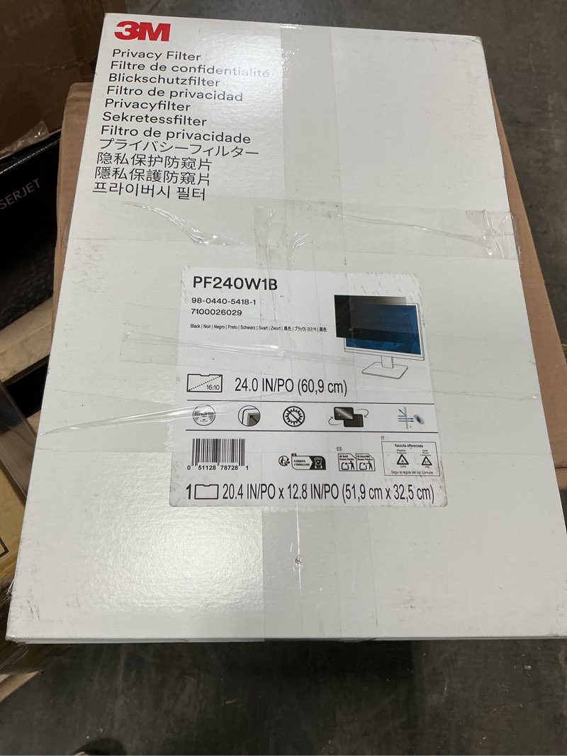 Condition photo showing New/Like New for 3m pf240w1b 16:10 aspect ratio frameless blackout privacy filter for 24 in. monitors