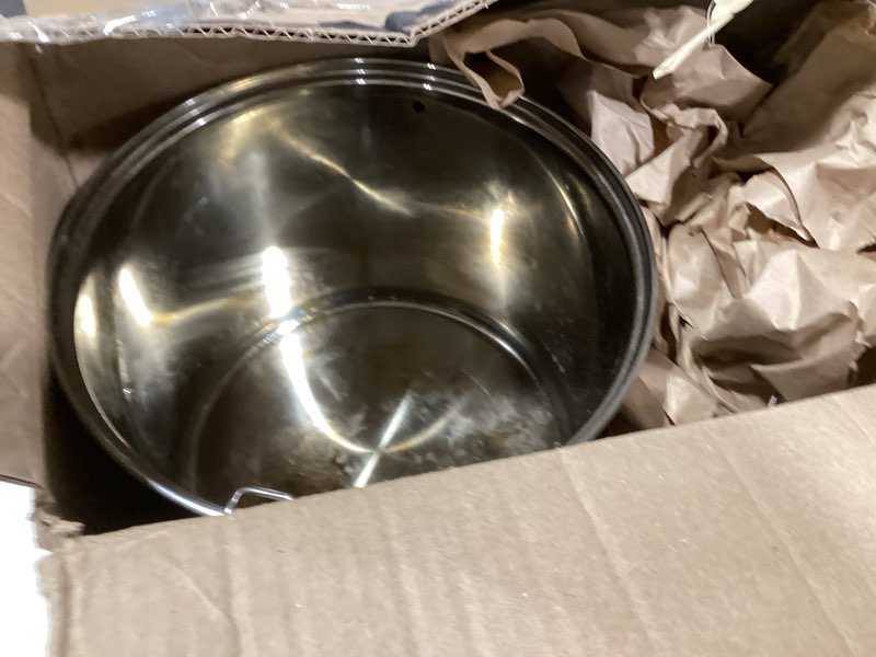 Condition photo showing As Is for Stovetop Popcorn Maker - 6.5-Quart Stainless-Steel Popcorn Popper with a Hand Crank, Vented Lid, and Stir Paddle by Great Northern Popcorn (Silver) Stainless Steel