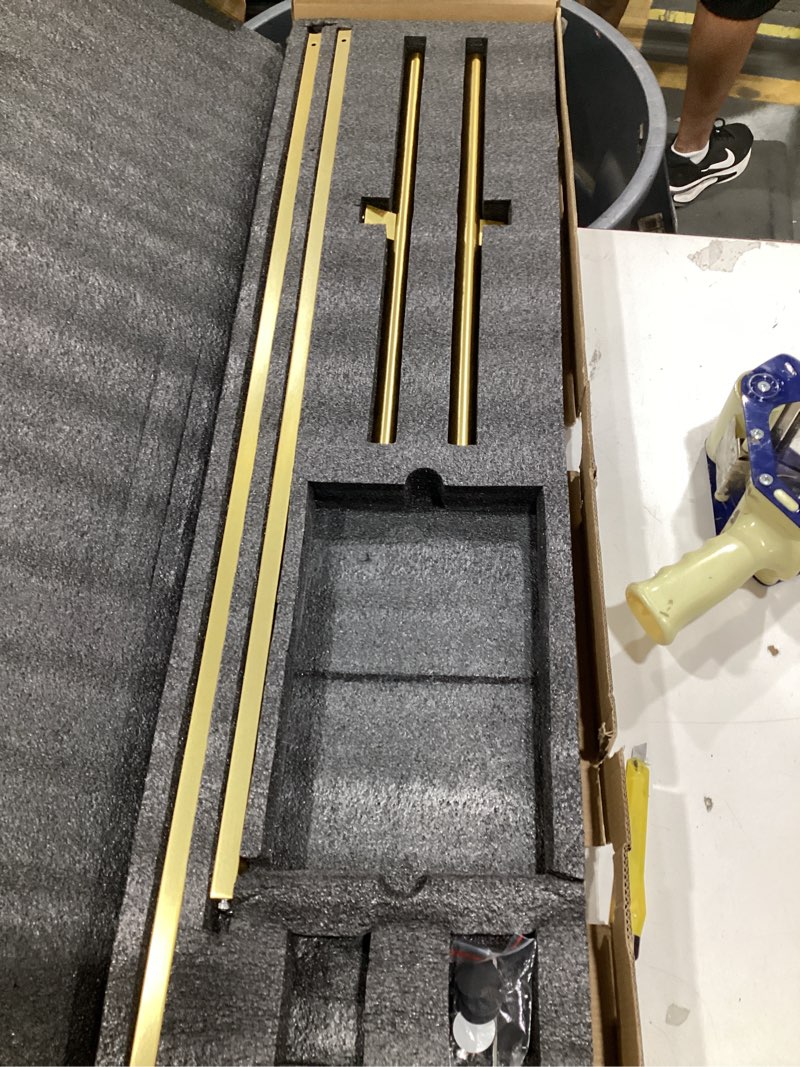 Condition photo showing As Is for kokosiri standing towel rack for bathroom floor 2-tier towel holder free stand with heavy marble base thicken steady design gold stainless steel ths0005-bg brushed gold