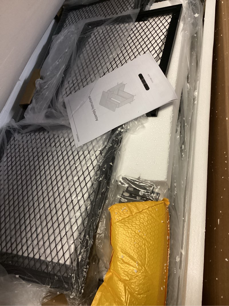 Condition photo showing Good Condition for Tribesigns Home Bar Unit, L-Shaped Bar Table with Stemware Racks and 2-Tier Shelves, Corner Mini Coffee Liquor Cabinet with Footrest for Home/Kitchen/Pub, Black