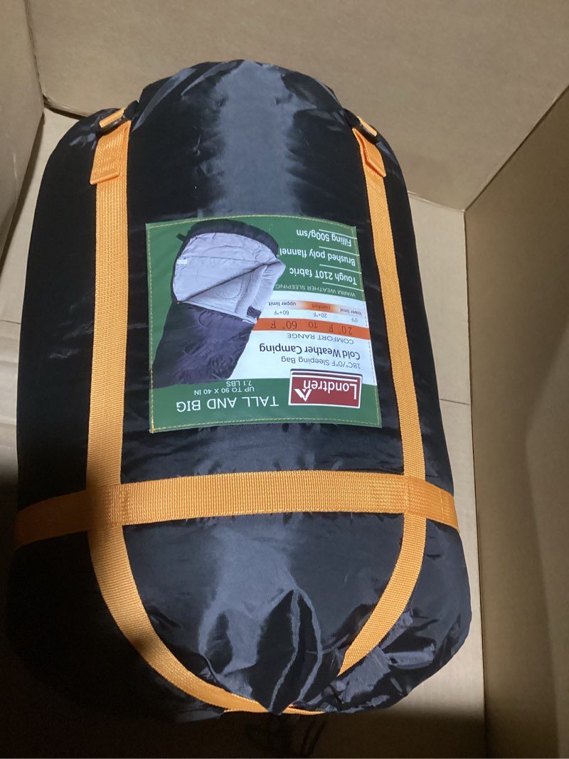 Condition photo showing Good Condition for Large 0 Degree Sleeping Bags for Adults Cold Weather Sleeping Bag Camping Winter Below Zero 20 15 Flannel Big and Tall XXL BLACK-Flannel 90*40IN