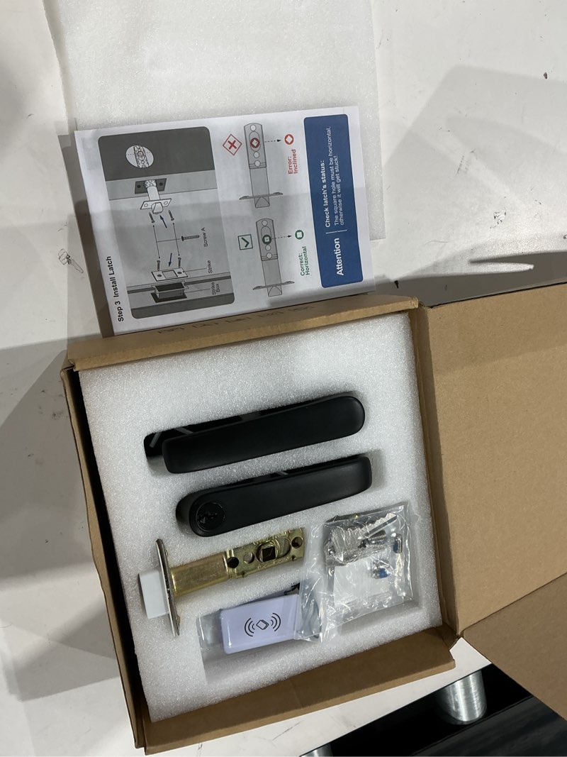 Condition photo showing Good Condition for keypad smart door lock with handle, fingerprint keyless entry digital lock for front door,nyboer electronic code knob, matte black, modern style, easy installation,deadbolt alternative