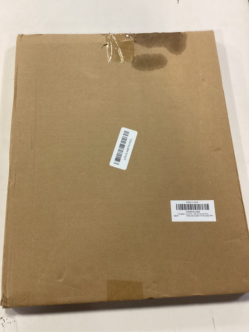 Condition photo showing New/Like New for 11x14 Picture Frame with Real Glass - 8x10 Wooden Frame with Mat, Horizontal and Vertical Display for Wall or Tabletop (Grey, 1 Pack) Grey 11X14 in