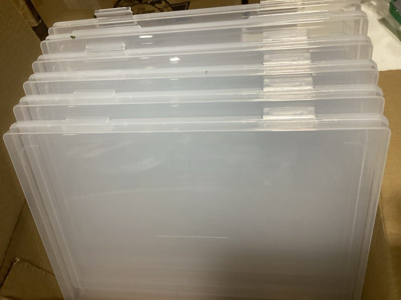 Condition photo showing New/Like New for 8 x 10 photo storage box, 6 pack scrapbook papers storage containers, plastic photo organizers and storage for card, papers, craft