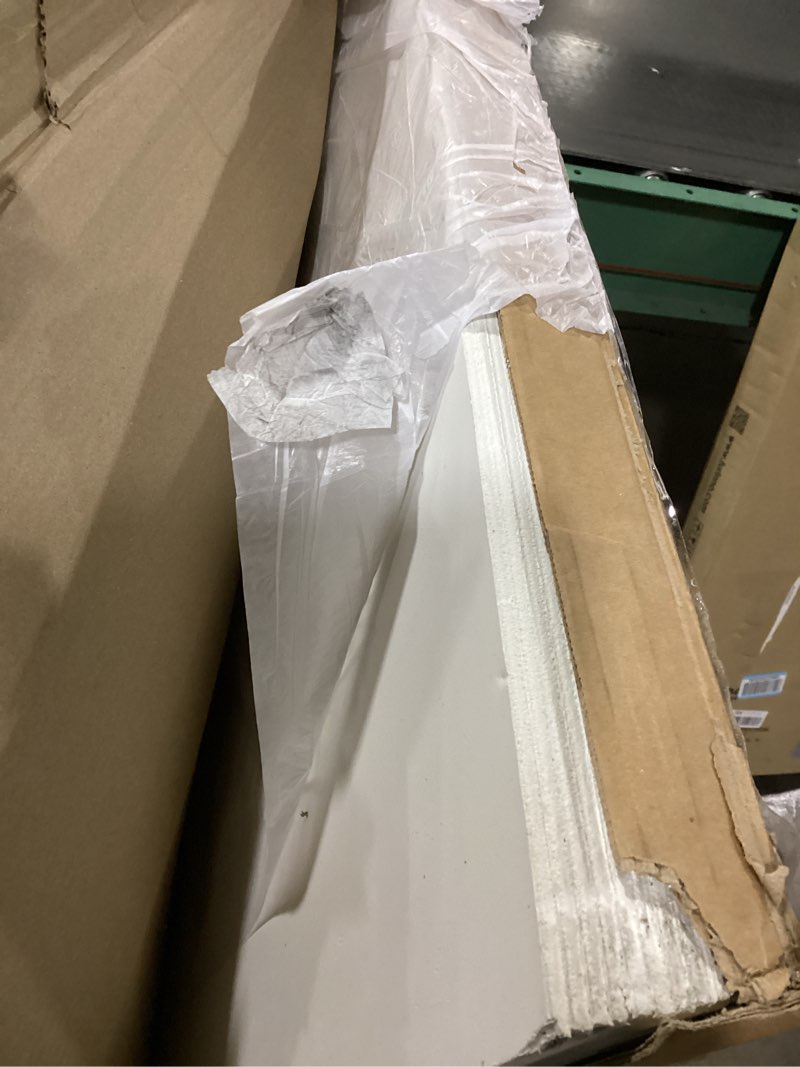 Condition photo showing As Is for 2ft x 4ft Drop Ceiling Tiles?Smooth White PVC Ceiling Panel 24 x 48in. Waterproof, Washable and Fire-Rated - Reusable - High-Grade PVC to Prevent Breakage-Package of 10 Tiles White 2ftx4ft