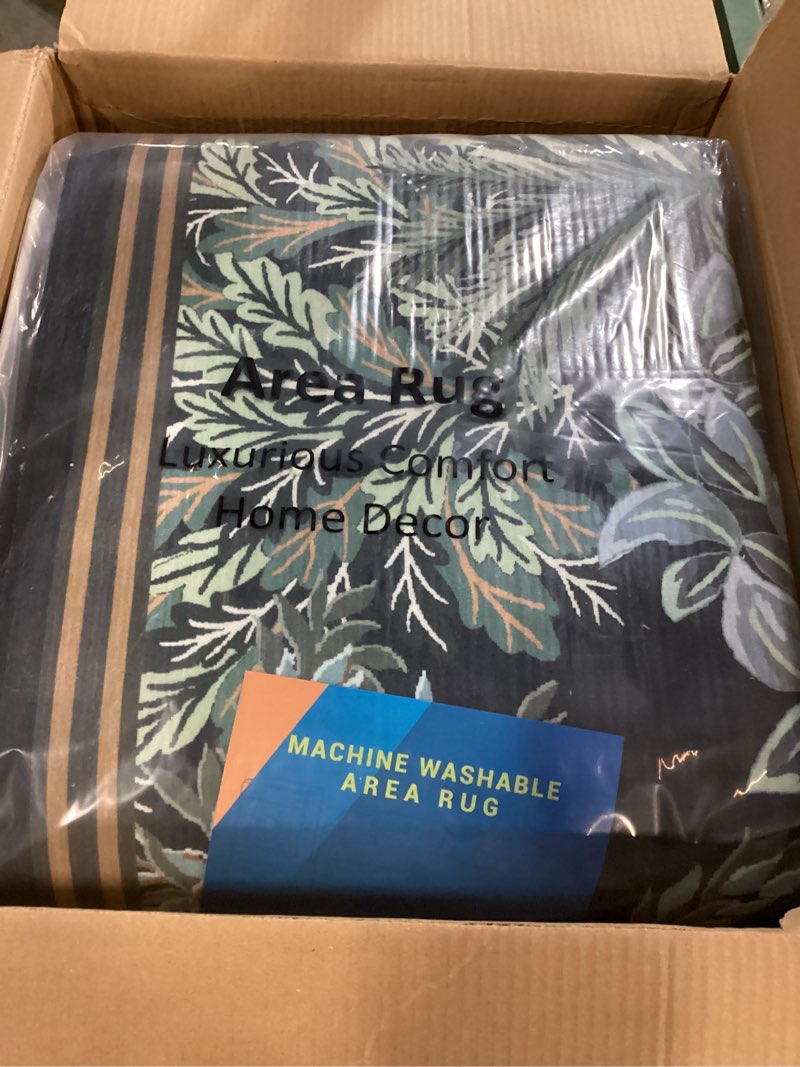 Condition photo showing New/Like New for GarveeHome Forest Rugs 8x10, Blue Green Washable 8x10 Area Rug for Living Room, Botanical Low Pile Non Slip Stain Resistance Large Carpet for Office Dining Room, Farmhouse Blue Green 8' x 10' (Rectangular)