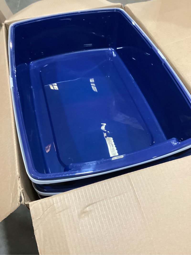 Condition photo showing Good Condition for iris usa xx-large side entry cat litter box, open top extra large litter box for big cats and multi-cat households, high sided scatter shield, easy to clean, 30" l x 20" w x 14" h, navy xxl side entry navy