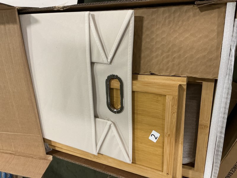 Condition photo showing Good Condition for Bamboo Laundry Hamper with 3 Tier Shelves & Tilt Out Basket, Laundry Baskets Organizer Hampers Bathroom Storage Shelf for Laundry Room, Bathroom, Guest Room?3-Tier, Large? NEW-3T-Large