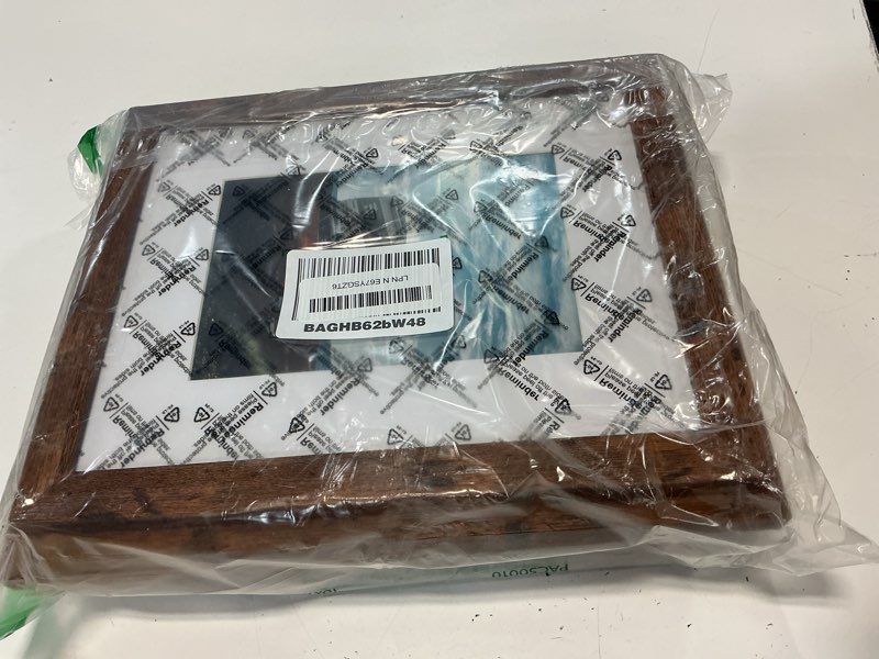 Condition photo showing Good Condition for pealsn 8x10 picture frame set of 6, display pictures 5x7 with mat or 8x10 without mat for wall mounting or table top display, photo frames collage for wall decor, rustic brown brown 8x10