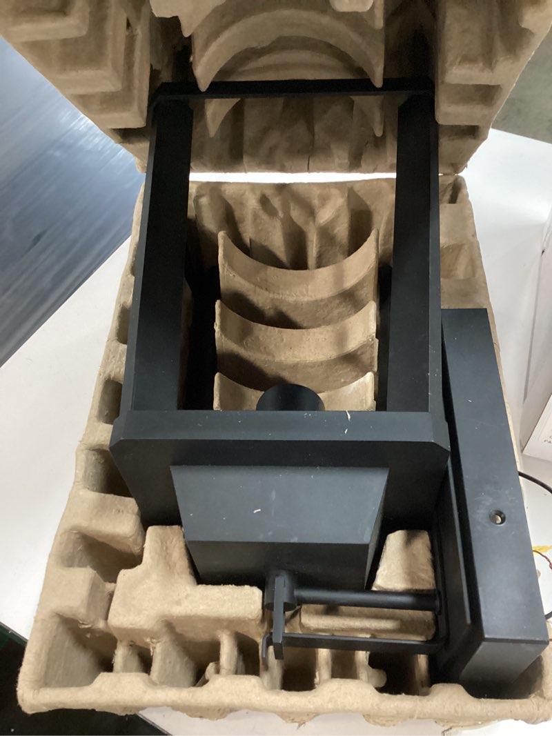 Condition photo showing As Is for quoizel amsted 1-light 15.38-in h matte black outdoor wall light