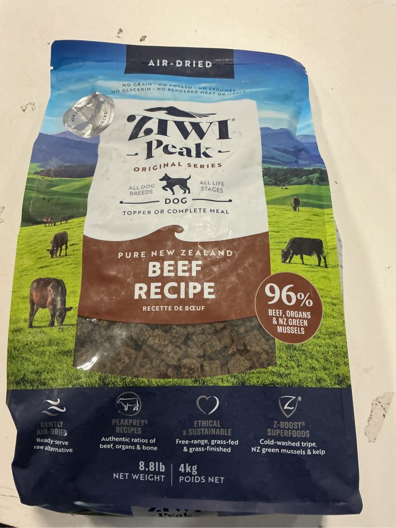 Condition photo showing New/Like New for (BB 06/16/2026) ZIWI Peak Air-Dried Dog Food – Beef - All Natural, High Protein, Grain Free, Limited Ingredient w/ Superfoods (140.8oz) Beef 8.8 Pound (Pack of 1)