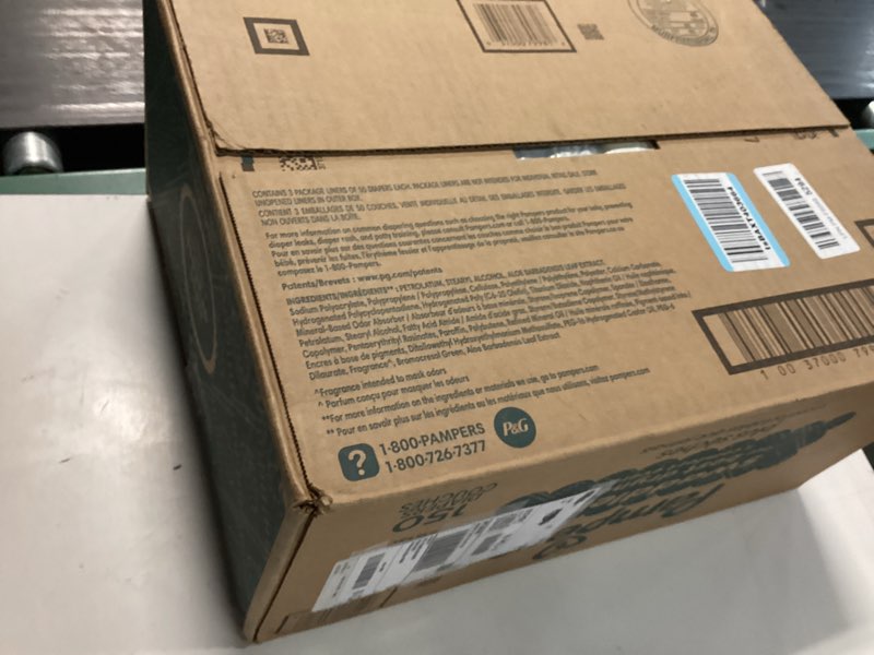 Condition photo showing New/Like New for pampers swaddlers diapers, size 4 (15-34 lbs), 150 count, absorbent, keeps baby dry and comfortable, skin safe disposable baby diaper (packaging may vary) size 4 150