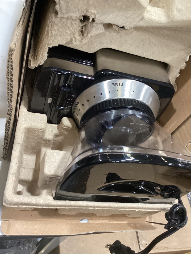 Condition photo showing As Is for Cuisinart Coffee Grinder, Electric One-Touch Automatic Burr Coffee Grinder with 18-Position Grind Selector, Cup Size Selector for 4 – 18 Cups, DBM-8P1, Black Stainless Burr Mill Stainless Steel