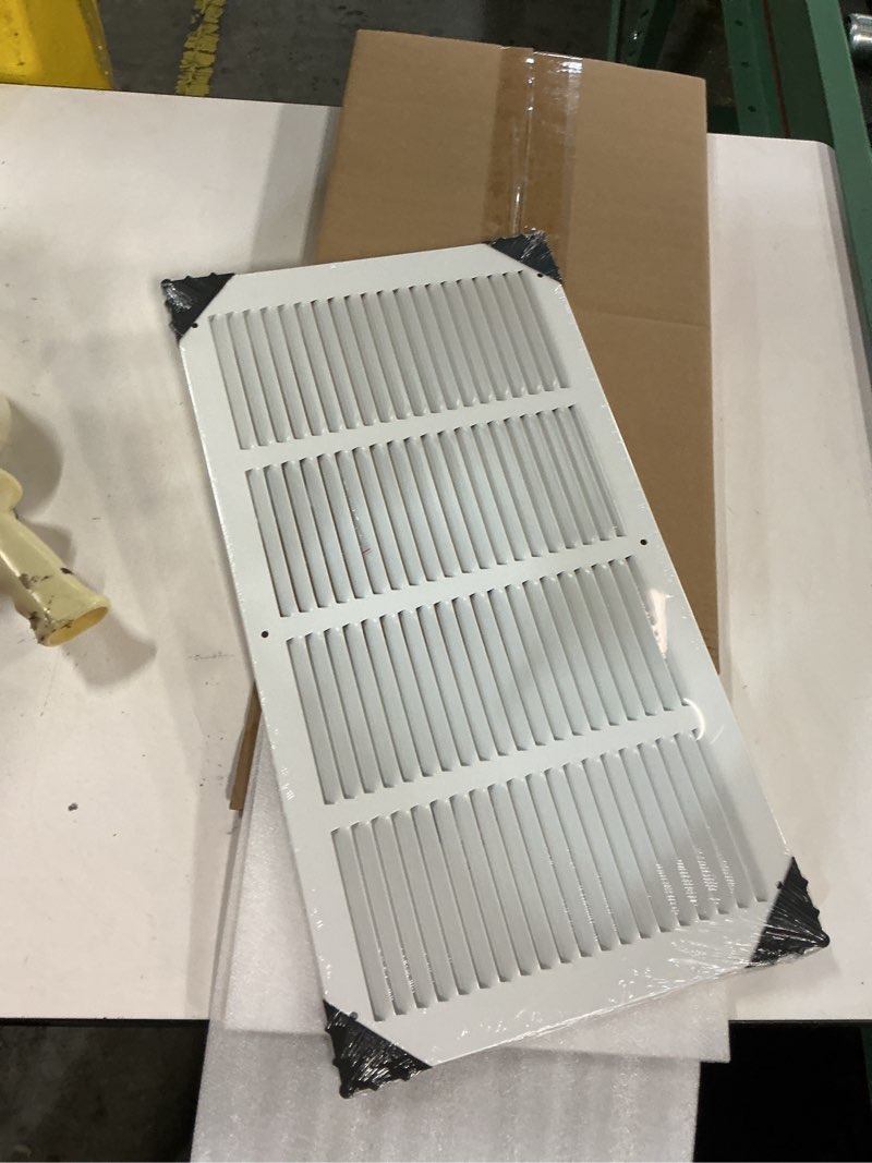 Condition photo showing New/Like New for 16" x 8" inch steel return air grilles - sidewall and ceiling - air vent cover - hvac - with insect protection screen (16" x 8", white) 16" x 8" white