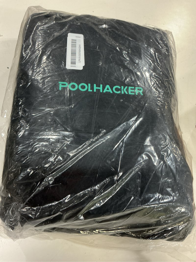 Condition photo showing Good Condition for poolhacker 16 ft round pool cover 420d swimming pool cover for above ground pools, solar pool cover with steel cable & pulley tightening, windproof and uv resistant black 16' (round)