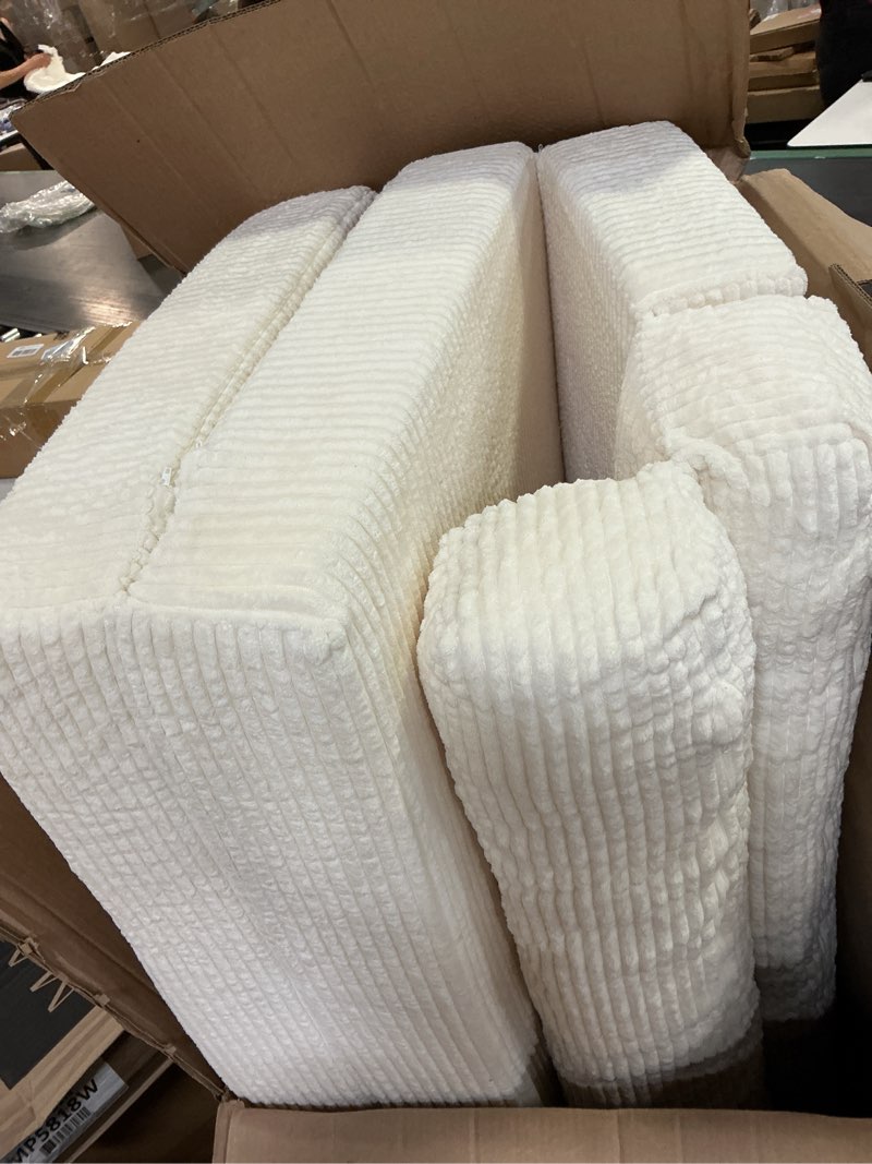 Condition photo showing Good Condition for white corduroy pull-out convertible folding sofa (similar to stock photo) 