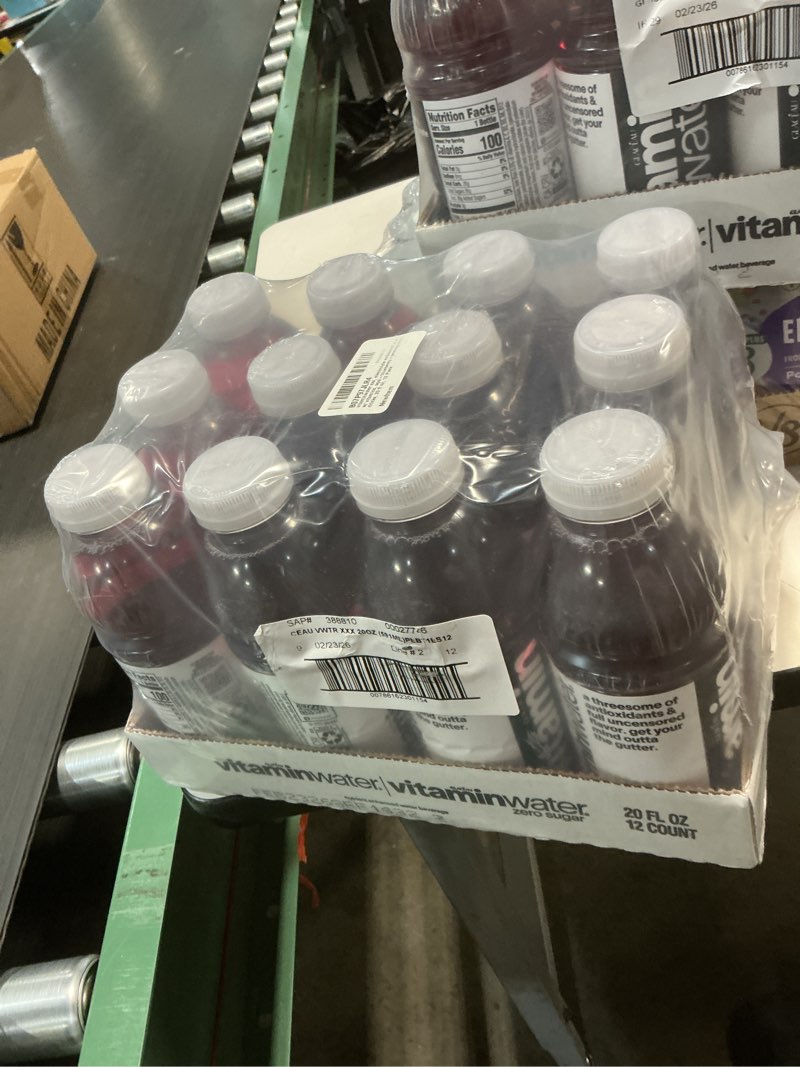 Condition photo showing New/Like New for ((FEB/23/2026))vitaminwater XXX Açai Blueberry Pomegranate Nutrient Enhanced Flavored Water Beverage, 20 fl oz Bottles, 12 Pack XXX Açai Blueberry Pomegranate 20 fl oz (Pack of 12)