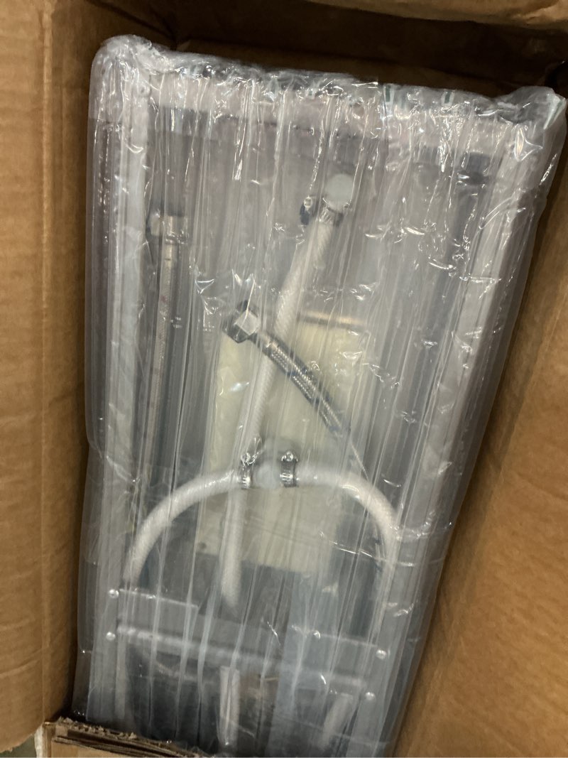 Condition photo showing New/Like New for delavin stainless steel shower panel tower system, wall-mount complete shower panel with rainfall waterfall shower head, massage body jets, tub spout, handheld shower, brushed nickel brushed nickel-a