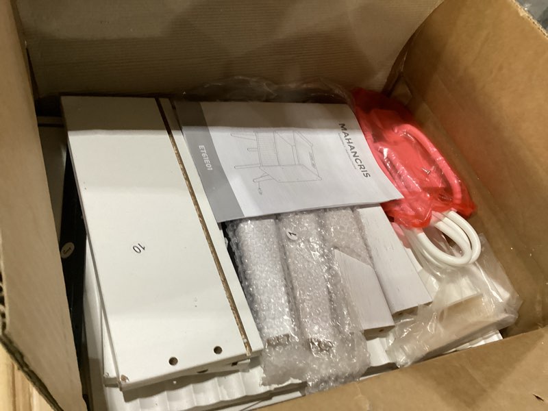Condition photo showing New/Like New for mahancris white nightstand with charging station, modern bedside table with drawer and storage shelf, end side table with solid wood legs, night stand, living room, bedroom, small space, etwt61e01n1