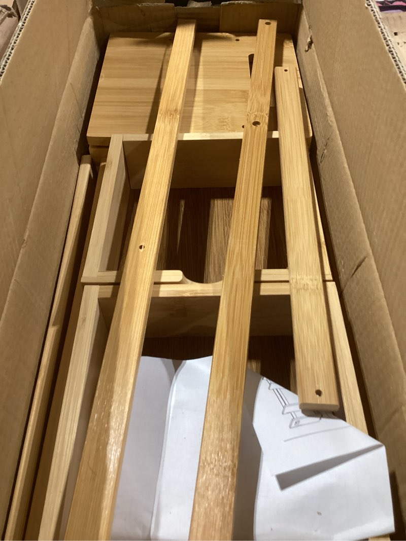 Condition photo showing Good Condition for ECOHOME Desktop Bookshelf Expandable with Two Drawer Organizers Made of Bamboo, Collapsible Design & Compartments for Efficient, Clutter-Free Workspace Organization - Sleek Bookshelf