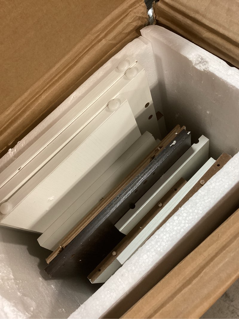 Condition photo showing Good Condition for over the toilet storage cabinet with 7 shelves, imitation walnut grain above toilet bathroom organizer with toilet paper holder stand, space saver for restroom, laundry, bathroom (white) white 32" w x 9.8" d x 65" h