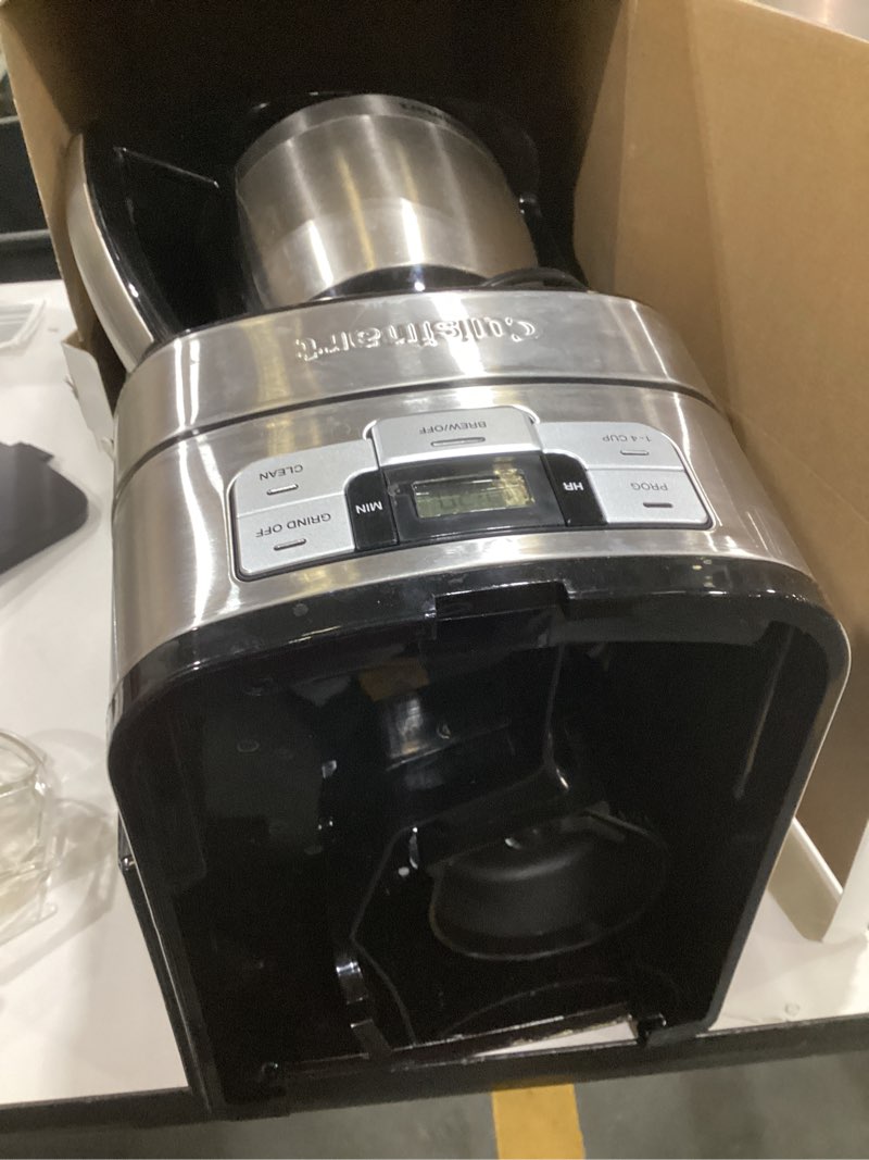 Condition photo showing As Is for cuisinart - automatic grind & brew 10-cup thermal coffeemaker - black/stainless steel