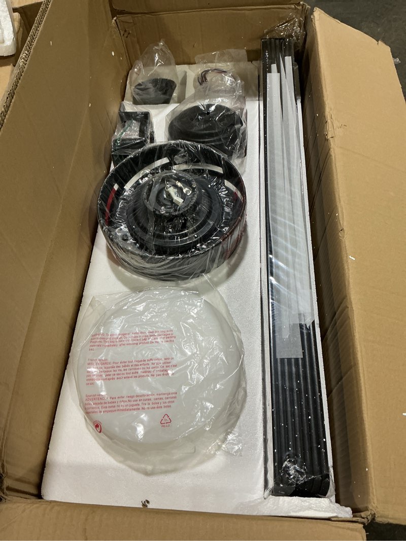 Condition photo showing Good Condition for Ceiling Fans with Lights and Remote, 72 Inch Large Ceiling Fan with Light 7 Blades,Reversible, Dimmable, Outdoor Ceiling Fan with 20" Downrods for Bedroom Living Room Patio