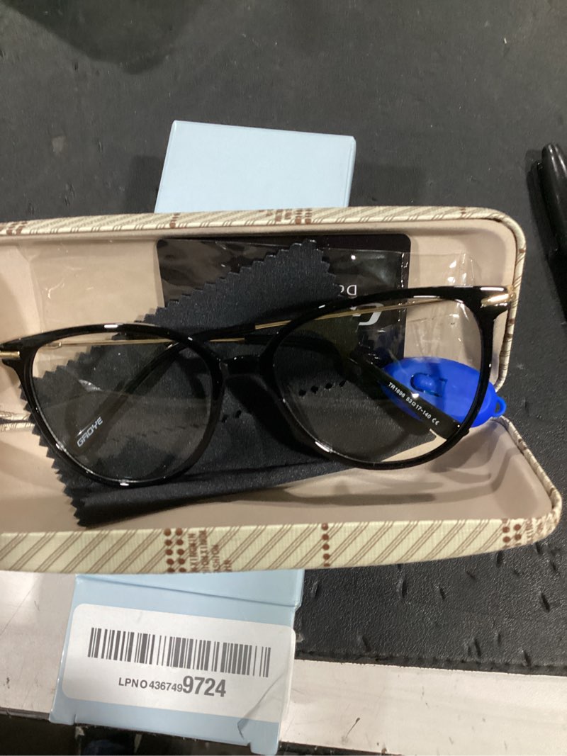 Condition photo showing Good Condition for gaoye blue light blocking glasses - trending round tr90 frames, metal arms, uv400 protection - matching soft case *1-light black frame/transparent lens clear