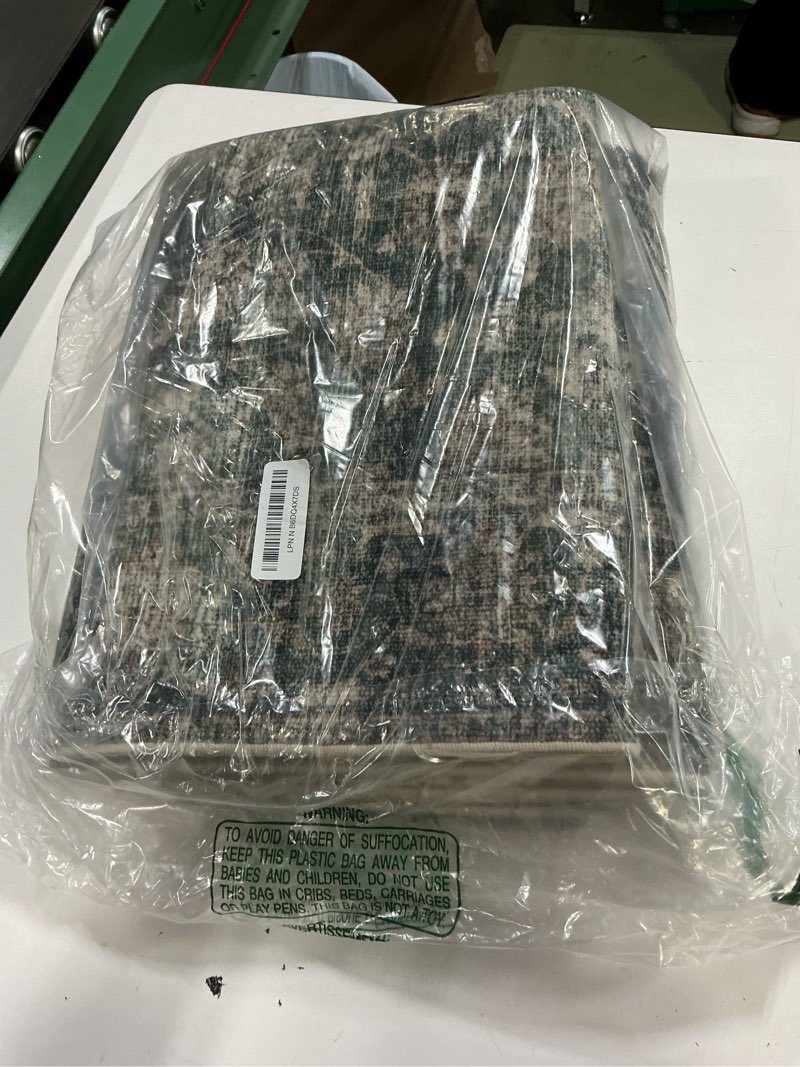 Condition photo showing Good Condition for machine washable rug runners for hallways: 2'6"x8' kitchen rugs stain resistant non slip low pile soft boho carpet runners for hallways bedroom entryway indoor beside bathroom laundry room 2'6" x 8' (rectangular) dark green