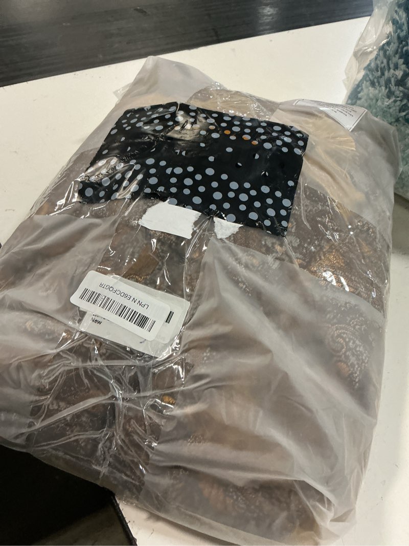 Condition photo showing Good Condition for loom and mill luxury jacquard waterfall valance for living room, classic antique swag window valances with tassels, bronze gold swag curtains for bedroom banquet holiday decoration(w59inch,1 panel) bronze gold 59"w x 45"l (pack of 1)