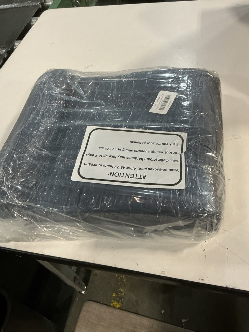 Condition photo showing New/Like New for Pouf Ottoman Stuffed 20x20x12 Inches Floor Pouf Plush Fiber Ottoman Foot Rest Under Desk Foot Stool for Living Room Bedroom Navy Blue