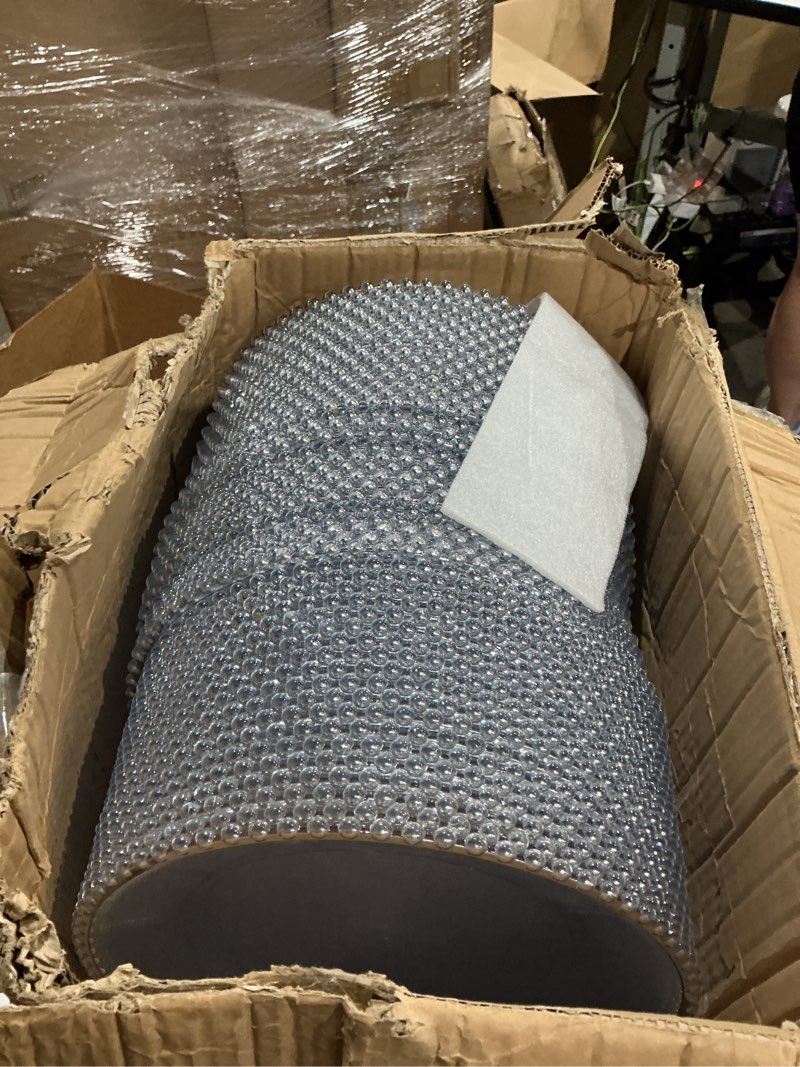 Condition photo showing Good Condition for balsacircle clear silver glitter beaded trim acrylic wooden textured round acrylic charger plates