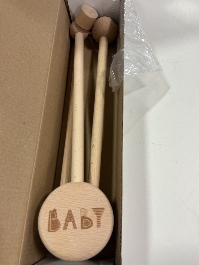 Condition photo showing As Is for Baby Crib Mobile Arm Wooden Holder 30 inch Beech Hangers with Rotating Music Box Nursery Decor Attachment Safe Anti Slip Set Wooden Baby Mobile Holder