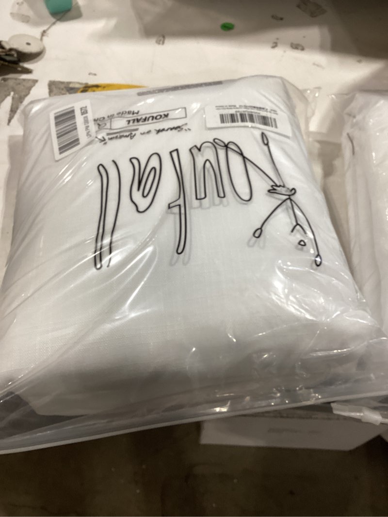 Condition photo showing New/Like New for koufall white linen curtains 132 inches long for living room extra long 2 panels set boho farmhouse high end semi sheer light filtering large window curtain drapes for family room,132 in length,11 ft white 52"w x 132"l (pack of 2)