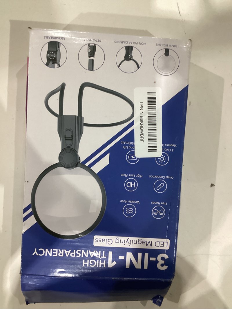 Condition photo showing As Is for 2500mAh Magnifying Glass with Light, 5X/10X Hands Free Magnifier for Reading, Sewing, Knitting, Cross Stitch & Crafts, Lighted Magnifier for Seniors & Low Vision Buckle Neck Magnifier (Black)