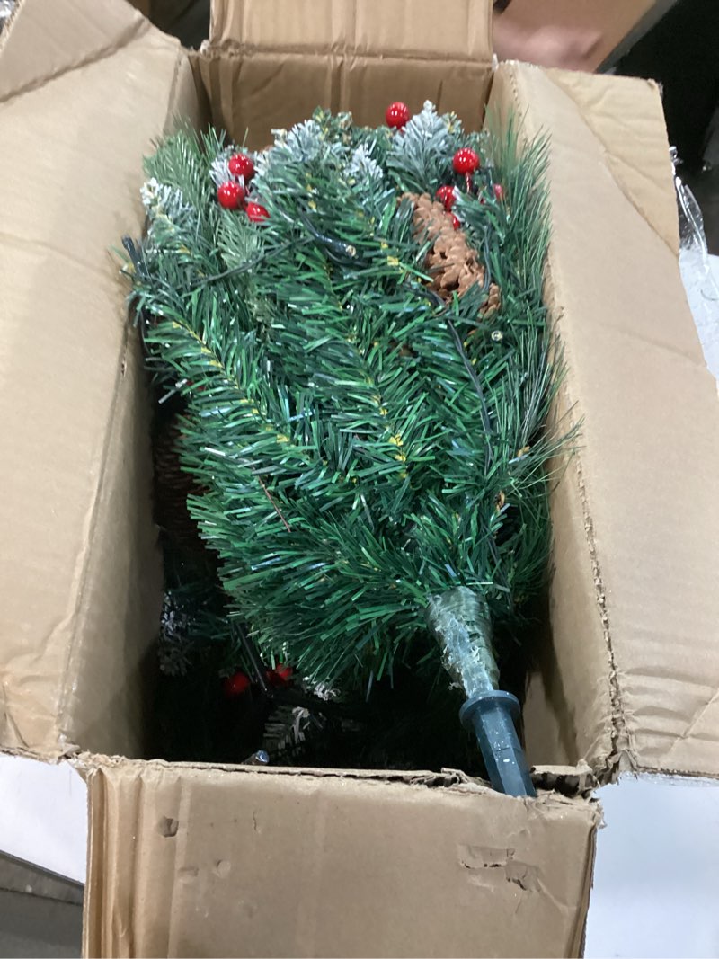 Condition photo showing Good Condition for 2 Pack Christmas Tree Urn Filler, Battery Operated with Timer, Pre-lit Warm White & Multi-Color Changing LED Lights, 21in Artificial Xmas Tree for Porch, Pathway, Yard, Outdoor Holiday Decorations