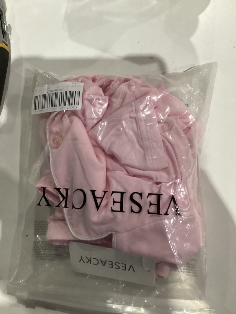 Condition photo showing New/Like New for Veseacky Big Girls Summer Pajamas Set-100% Cotton Loungewear Cute Nighty Short Sleeve and Pant Sleepwear Light Pink 6-7 Years