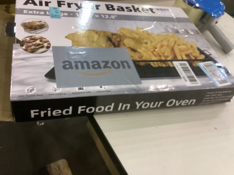 Condition photo showing New/Like New for Air Fryer Basket for Oven, OPENICE 18.6" x 12.8" Air Fryer Basket and Tray Set, Extra Large Stainless Steel Air Fryer Pan Crisper Tray for Crisping Fried, Chicken, Bacon 18.7" x 12.8"