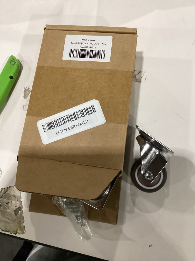 Condition photo showing Good Condition for 1.5 inch caster wheels for small furniture heavy duty casters, rubber 360º swivel casters set of 4 (2 with brakes&2 without), locking plate casters for carts, cabinet moving 4 1.5 inch wheel