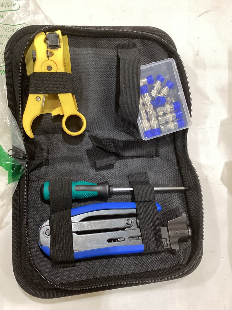 Condition photo showing Good Condition for KOTTO Coax Cable Crimper Kit - Adjustable Compression Tool for RG6, RG59, RG11 - Includes Coaxial Cable Stripper and 20 F Compression Connectors