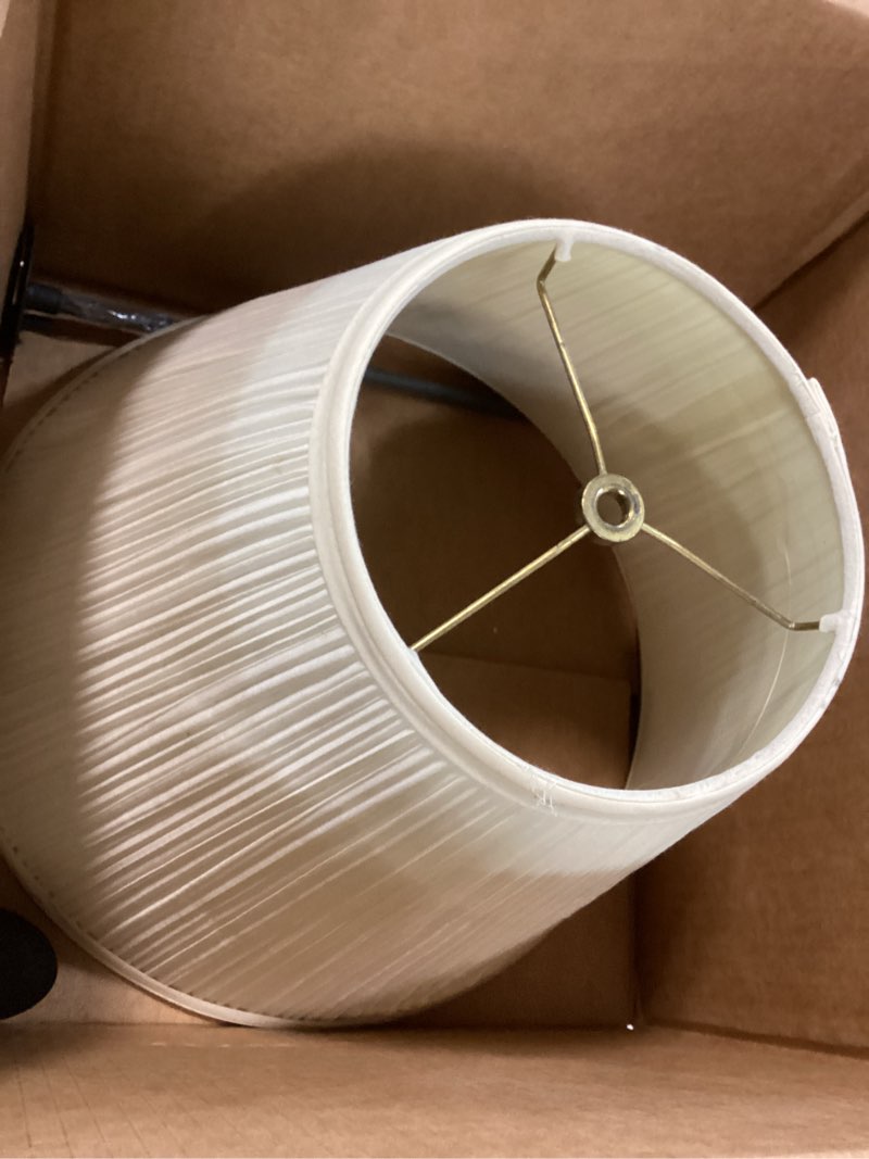 Condition photo showing Good Condition for aspen creative 33055, hardback empire transitional spider lamp shade, mushroom pleated pleated white, 7" top x 13" bottom x 10" slant